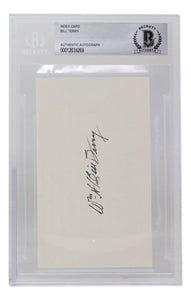 Bill Terry Signed Slabbed New York Giants Index Card BAS - Sports Integrity