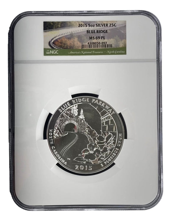 2015 Blue Ridge MS69PL 5oz Silver 25C Coin NGC 4308050 - 097 - Sports Integrity