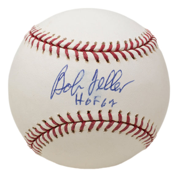 Bob Feller Autographed Baseball with HOF 62 Inscription at