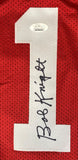 Bob Knight Indiana Signed Red Basketball Jersey JSA