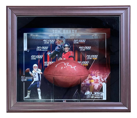 Tom Brady Signed New England Patriots Wilson Duke Football w/ Shadowbox Fanatics - Sports Integrity