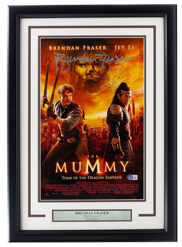 Brendan Fraser Signed Framed 11x17 The Mummy Poster Photo BAS