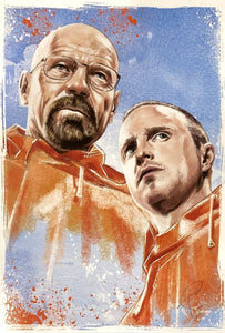 Walter White Jesse Pinkman 13x19 Breaking Bad Lithograph Signed by Tony Santiago - Sports Integrity