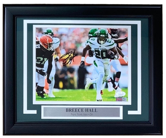 Breece Hall Signed Framed 8x10 New York Jets Photo JSA