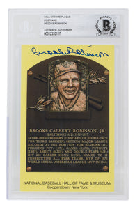 Brooks Robinson Signed Slabbed Orioles Hall of Fame Plaque Postcard BAS 117