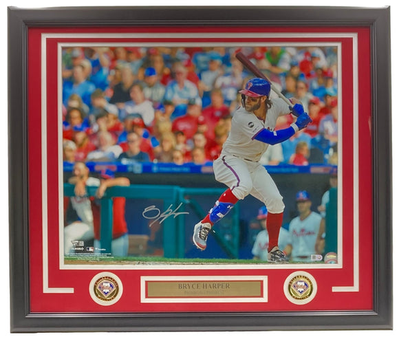 Bryce Harper Home Run Swing Philadelphia Phillies 8x10 Framed Baseball  Photo with Engraved Autograph