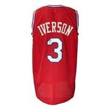 Allen Iverson Signed Custom Red Pro - Style Basketball Jersey JSA ITP - Sports Integrity