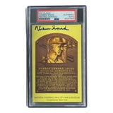 Warren Spahn Signed 4x6 Milwaukee Braves Hall Of Fame Plaque Card PSA/DNA 85027806