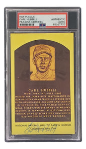 Carl Hubbell Signed 4x6 New York Giants Hall Of Fame Plaque Card PSA/DNA 85027770 - Sports Integrity