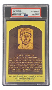 Carl Hubbell Signed 4x6 New York Giants Hall Of Fame Plaque Card PSA/DNA 85027775 - Sports Integrity