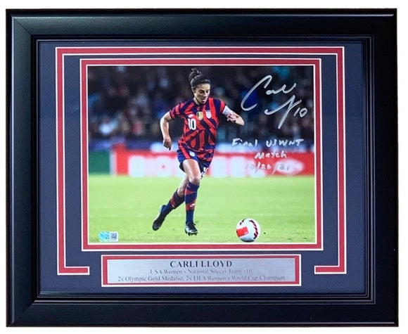 Carli Lloyd Signed Framed 8x10 USA Soccer Photo Final Match Inscribed Steiner CX