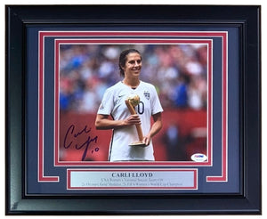 Carli Lloyd Signed Framed 8x10 USA World Cup Trophy Photo PSA/DNA