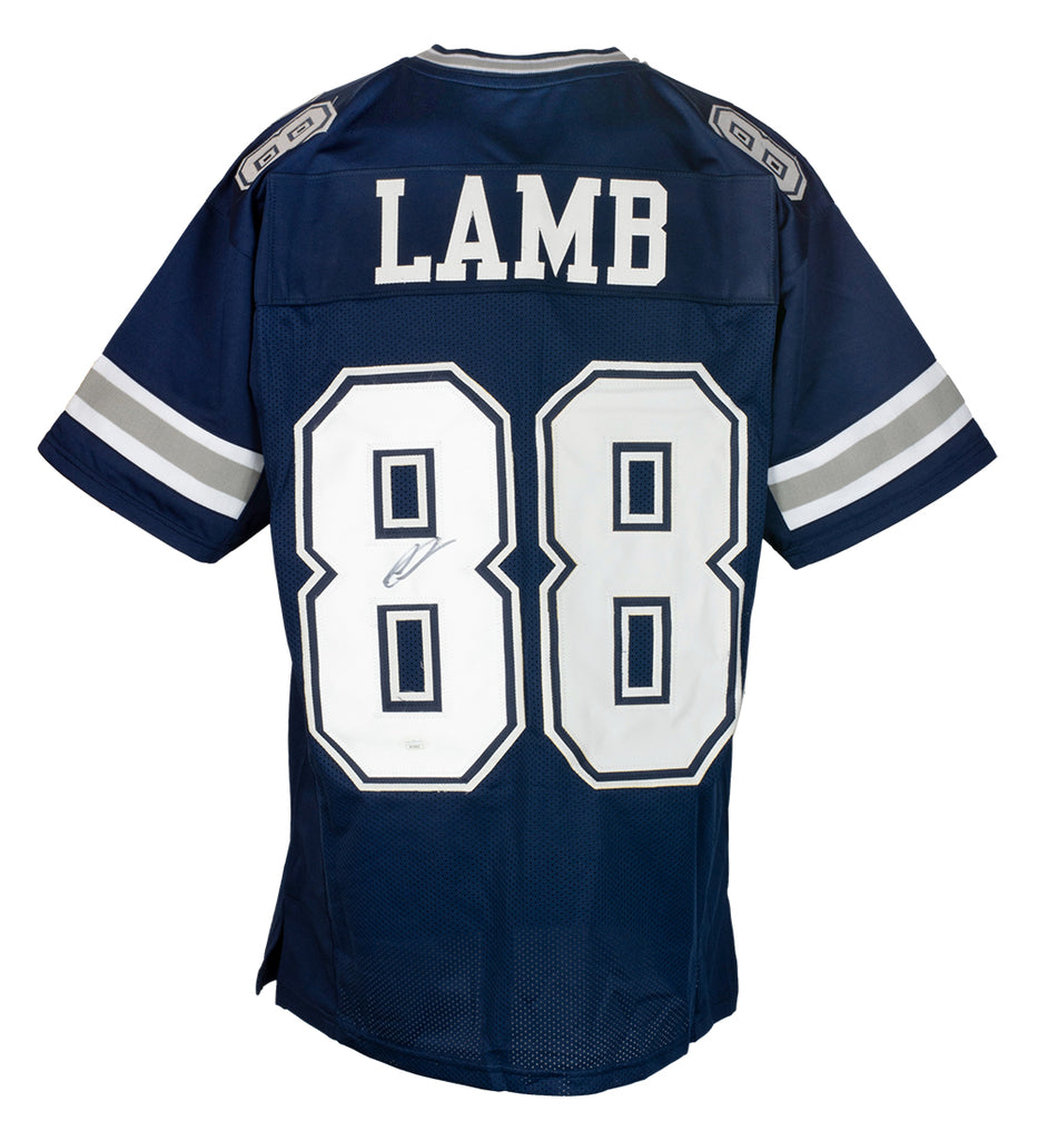 CeeDee Lamb Signed Custom Blue Pro Style Football Jersey JSA Itp