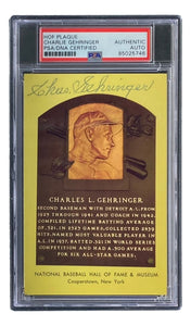 Charlie Gehringer Signed 4x6 Detroit Tigers HOF Plaque Card PSA/DNA 85025746 - Sports Integrity