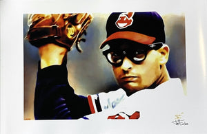 Charlie Sheen 12x18 Major League Rick Vaughn Lithograph Signed By Joshua Barton - Sports Integrity