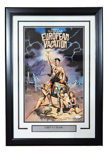 Chevy Chase Signed In Blue Framed 11x17 European Vacation Photo JSA Hologram - Sports Integrity