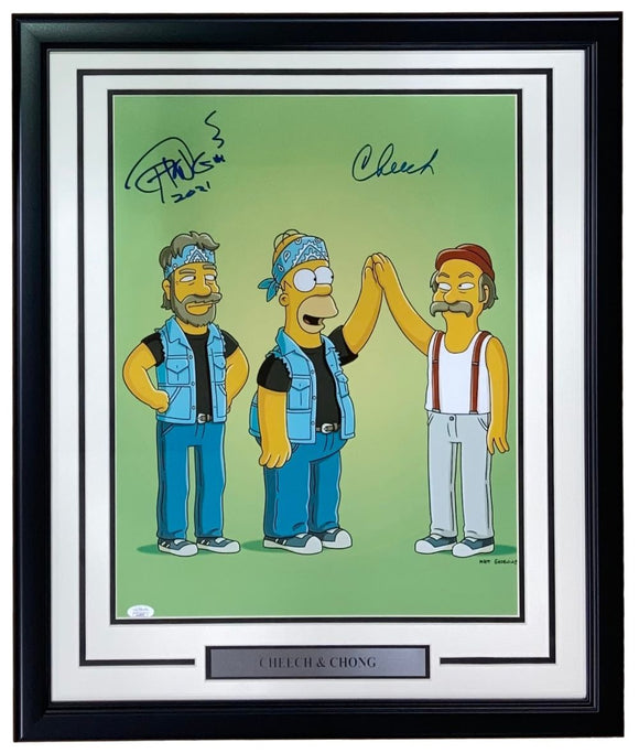 Cheech & Chong Signed Framed 16x20 The Simpsons Photo JSA