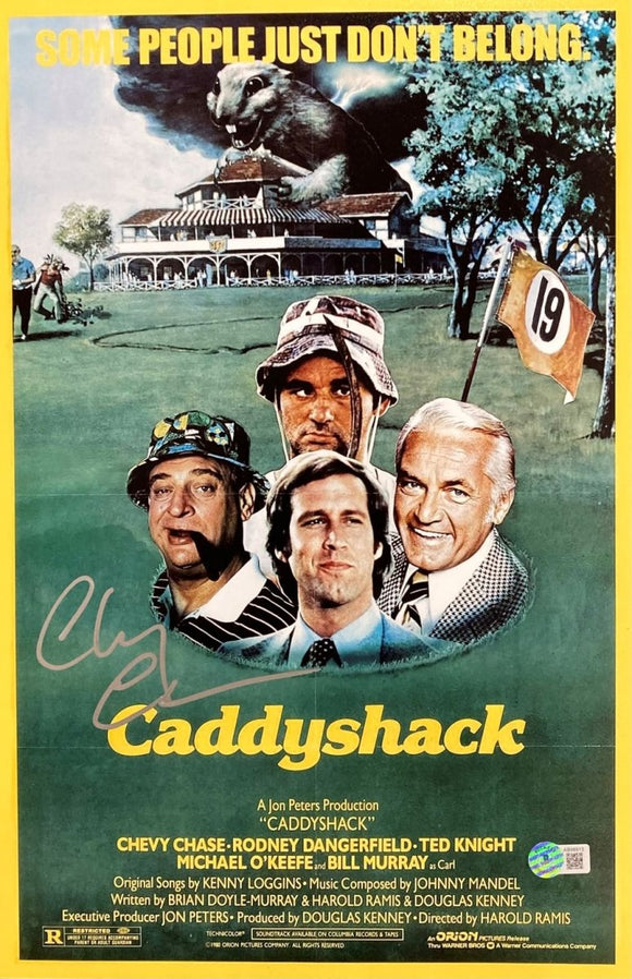 Chevy Chase Signed In Silver 11x17 Caddyshack Movie Poster Photo BAS - Sports Integrity