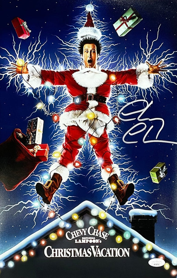 Chevy Chase Signed 11x17 Lampoons Christmas Vacation Movie Poster Photo JSA - Sports Integrity