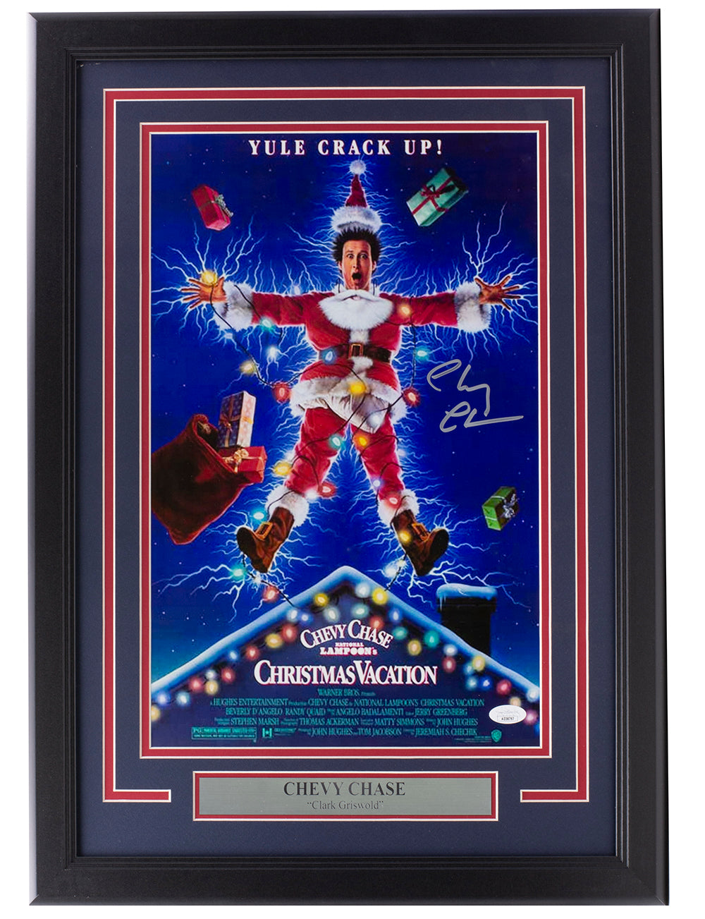 Press Pass Collectibles Chevy Chase Christmas Vacation Signed Santa Clark Griswold Jersey BAS Witnessed