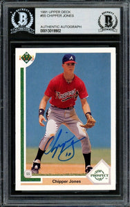 Chipper Jones Signed 1991 Upper Deck #55 Atlanta Braves Rookie Card BAS - Sports Integrity