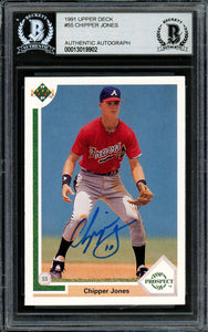 Chipper Jones Signed 1991 Upper Deck #55 Atlanta Braves Rookie Card BAS