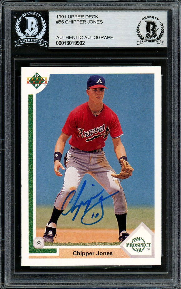 Chipper Jones Signed 1991 Upper Deck #55 Atlanta Braves Rookie Card BAS