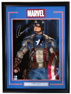 Chris Evans Signed Framed 16x20 Captain America Photo BAS LOA - Sports Integrity