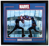 Chris Evans Signed Framed 16x20 Captain America Fight Photo BAS LOA - Sports Integrity