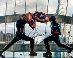 Chris Evans Signed 16x20 Captain America Fight Photo BAS LOA - Sports Integrity