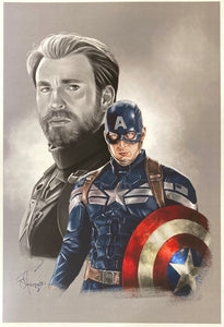 Chris Evans 13x19 Captain America Lithograph Signed by Tony Santiago - Sports Integrity