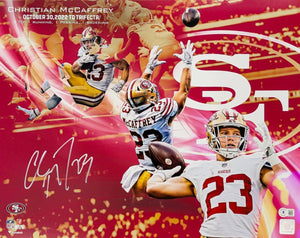 Christian McCaffrey Signed 16x20 San Francisco 49ers Collage Photo BAS ITP - Sports Integrity