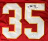 Christian Okoye Kansas City Signed Red Football Jersey JSA - Sports Integrity