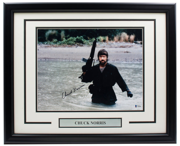 Chuck Norris Signed Framed Missing In Action 11x14 Photo BAS