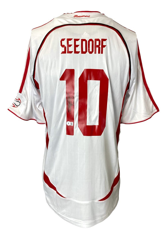 Clarence Seedorf Signed AC Milan White Adidas Soccer Jersey BAS