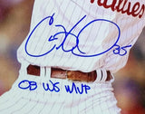 Cole Hamels Signed Framed 16x20 Phillies Photo 08 WS MVP Inscribed BAS ITP - Sports Integrity