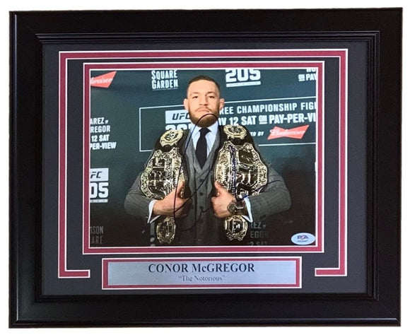 Conor McGregor Signed Framed 8x10 UFC Suit Photo PSA Hologram - Sports Integrity