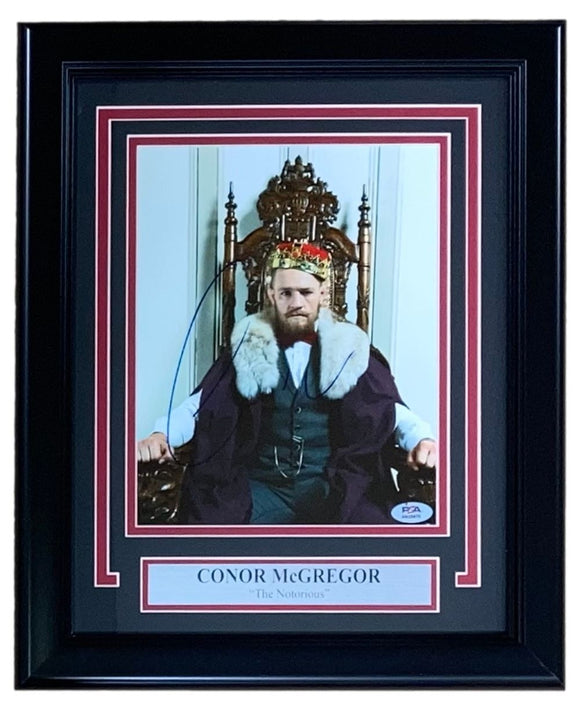 Conor McGregor Signed Framed 8x10 UFC Throne Photo PSA Hologram