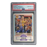 Magic Johnson Signed LA Lakers 1990 Fleer #93 Trading Card PSA/DNA Gem MT 10