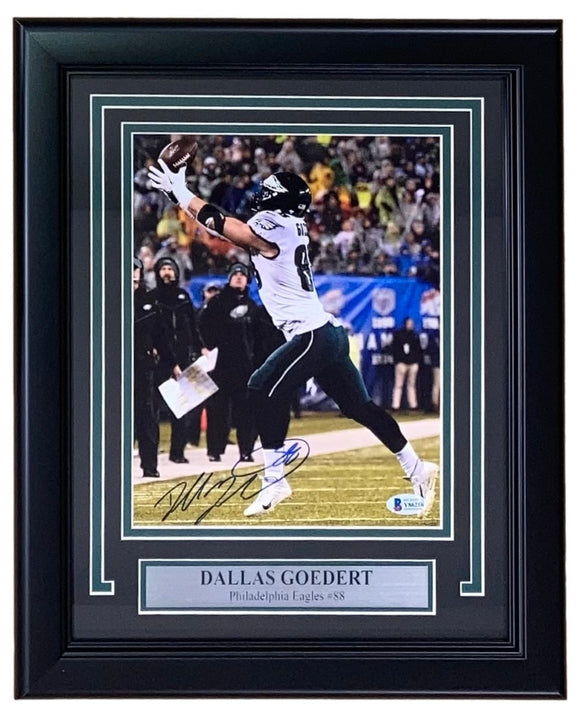 Dallas Goedert Signed Framed 8x10 Philadelphia Eagles Photo BAS