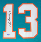 Dan Marino Miami Signed Framed Custom Teal Football Jersey BAS