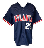 David Justice Atlanta Signed Navy Blue Baseball Jersey Sports Integrity - Sports Integrity