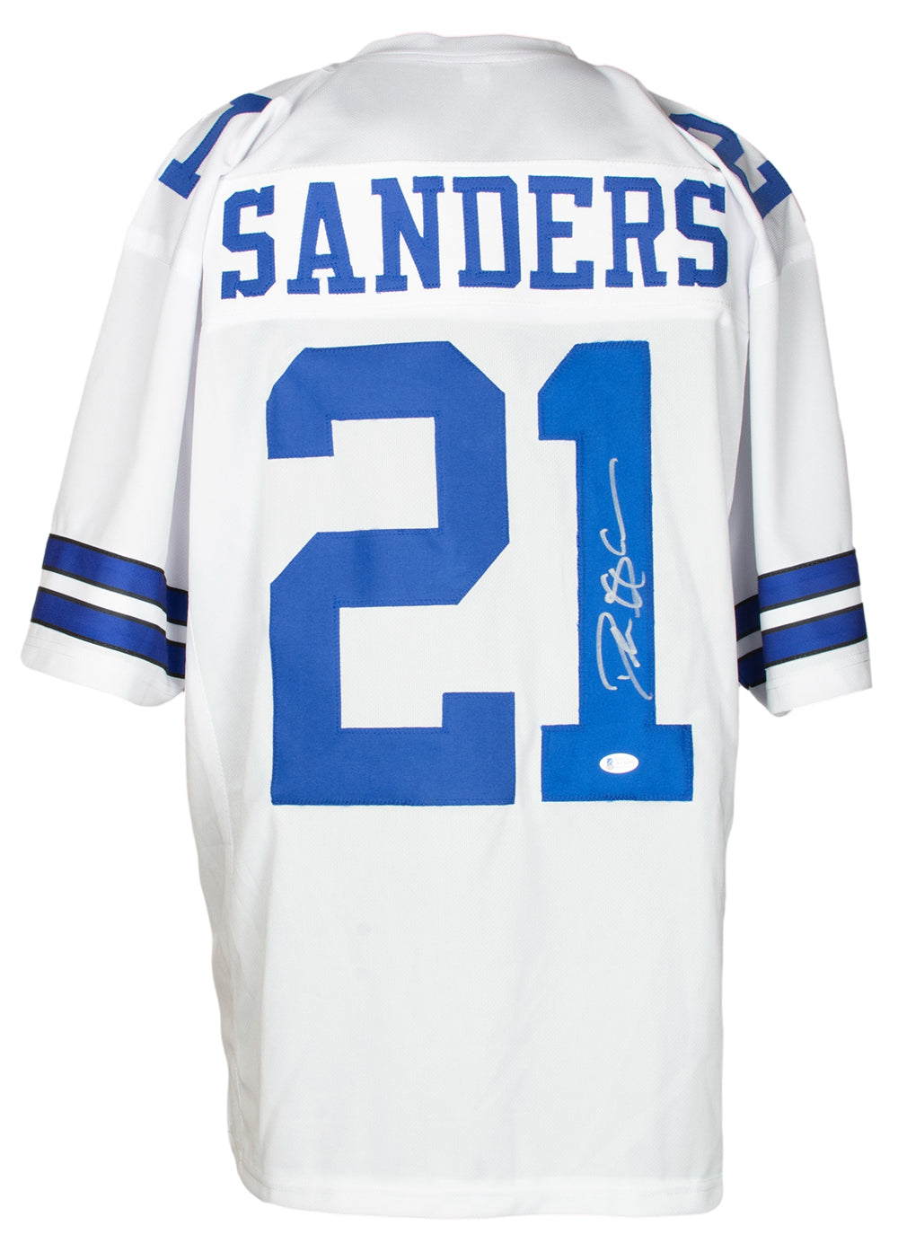 Press Pass Collectibles Deion Sanders Authentic Signed Navy Blue Pro Style Framed Jersey BAS Witnessed