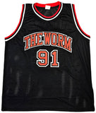 Dennis Rodman Chicago Signed Black Basketball Jersey JSA