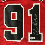 Dennis Rodman Chicago Signed Red Basketball Jersey BAS