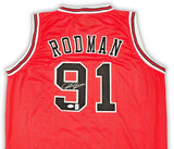 Dennis Rodman Chicago Signed Red Basketball Jersey JSA - Sports Integrity