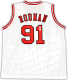 Dennis Rodman Chicago Signed White Basketball Jersey JSA