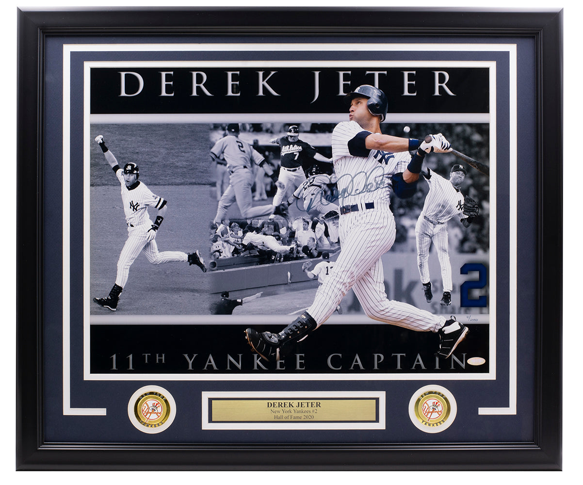Derek Jeter Autographed New York Yankees Jersey Inscribed HOF 2020 Framed
