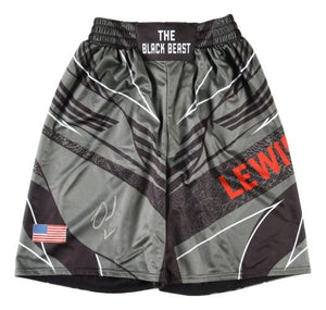 Derrick Lewis Signed Custom Gray MMA Fight Trunks BAS - Sports Integrity