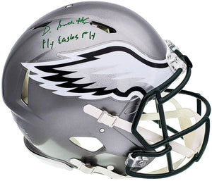 DeVonta Smith Signed Eagles FS Flash Authentic Speed Helmet Fly Eagle BAS